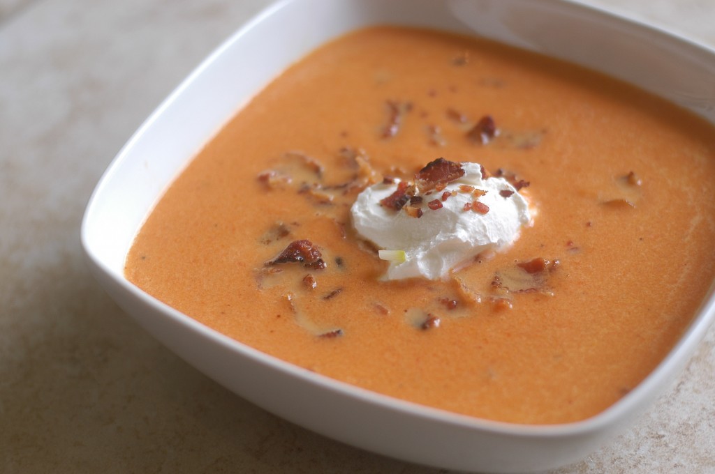 Creamy Carrot – “Potato” Bisque with Bacon
